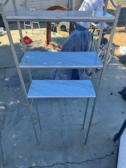 4-Tier Metal and Marble-Look Shelf