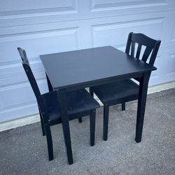Ikea Black Dining Table with 2 chairs