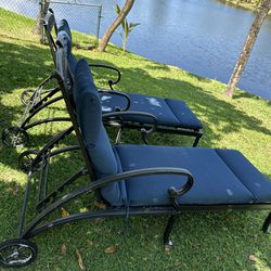 Pair Aluminum Patio Chaise Loungers Pool Loungers