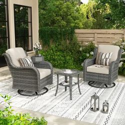 Brand new patio swirling chair furniture set with side table