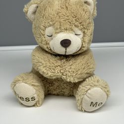 Beige “bless me” bear plush 7 1/2 “ vguc
