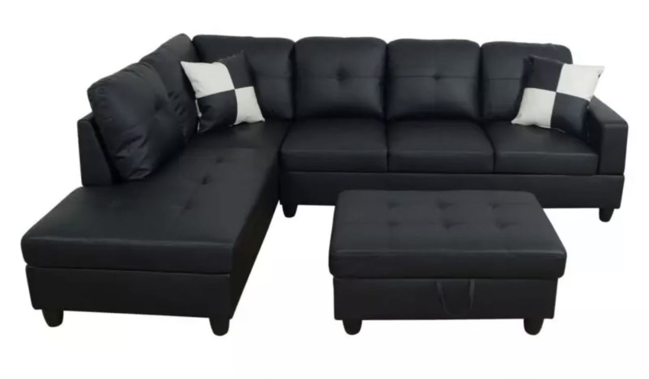 Black Sectional Couch With Ottoman