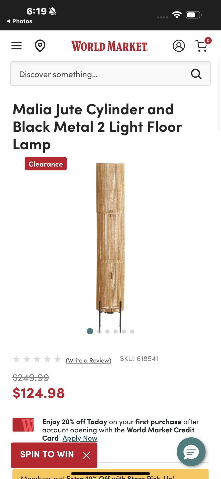 Malia Jute Cylinder and Black Metal 2 Light Floor Lamp