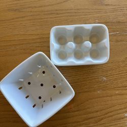 Crate & Barrel Berry Dish And Egg Dish
