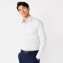 New Men's Apt. 9 Slim-Fit Dress Shirt White Grey Checked Size Small