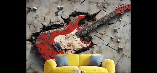 Giant electric guitar wall papper