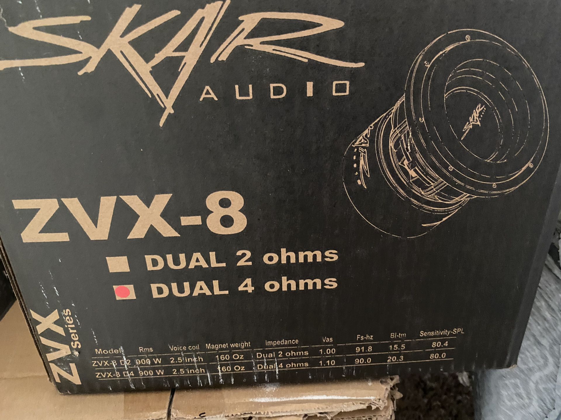 Skar Audio ZVX -8” subs Dual 4 ohms