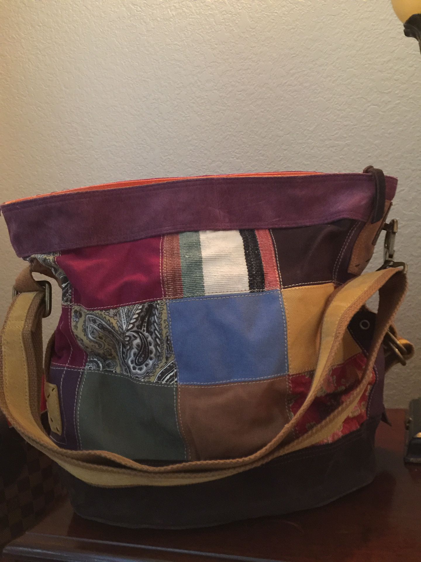 Lucky Brand Suede Patchwork Hobo Bag