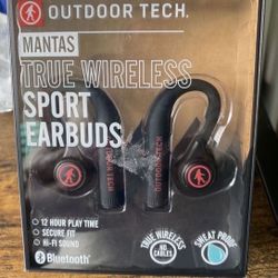 Outdoor Tech Mantas True Wireless Earbuds with 12 Hour Playtime, Tap Controls, and Built in Microphone