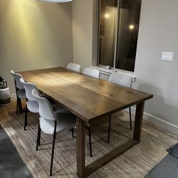 Large Wood Dining Table + 6 Chairs