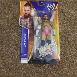 WWE AEW CM PUNK SUMMER SLAM HERITAGE SERIES PINK TRUNKS WORLD CHAMPION FIGUREINE WRESTLEING