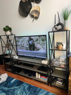 3-Piece Black/Grey Wood Media Center Set - Modern/Industrial