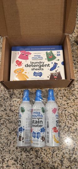 Miss mouths stain treated and detergent sheets