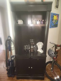 Dark cherry wood wall unit