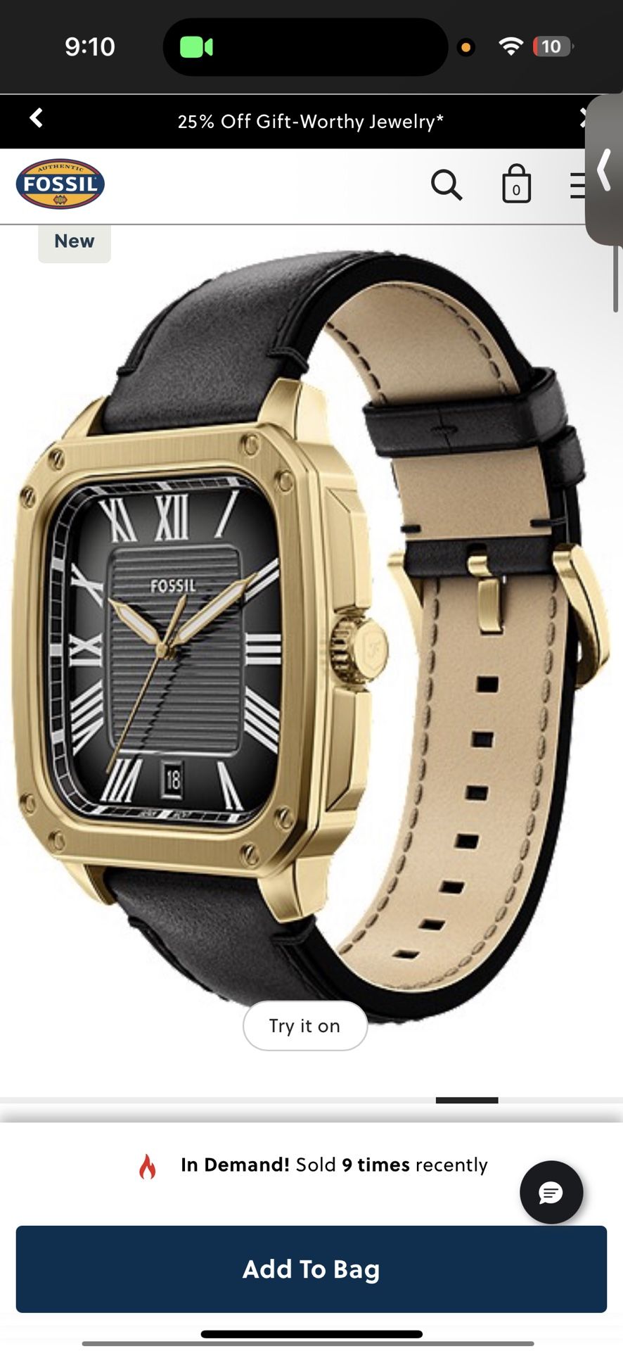 Crosby Three-Hand Black Leather Watch