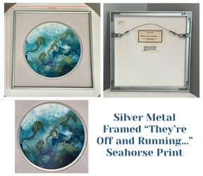 Silver Metal Framed “They’re Off and Running…” Seahorse Print