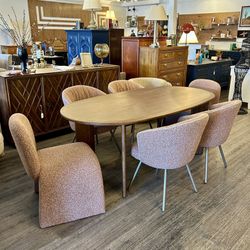 NEW Modern Walnut Oval Dining Table 