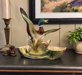 Ceramic Mallard Duck Figurine Console Bowl