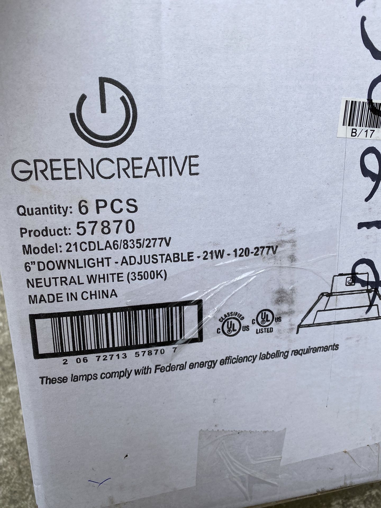 Green Creative 6 pack - Green Creative 57870 8.5W/13.5W/21W 6" Round LED Downlight