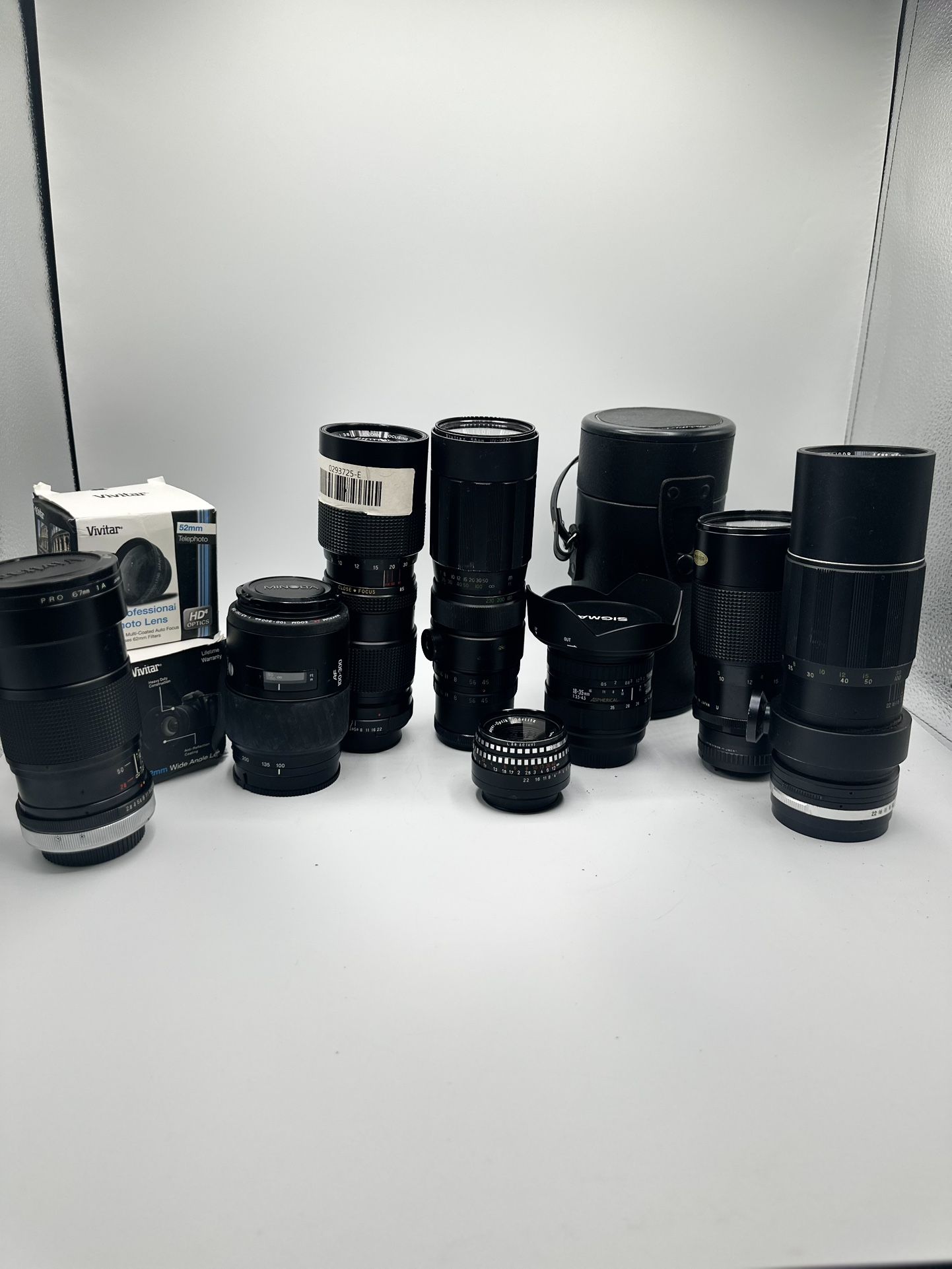 Vintage Camera Lens Lot – Minolta, Sigma, Soligor, Helios, etc.