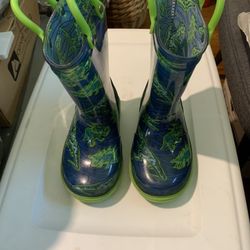 Zoogs Boys Dinosaur Rubber Rain Boots With Handles Size 5