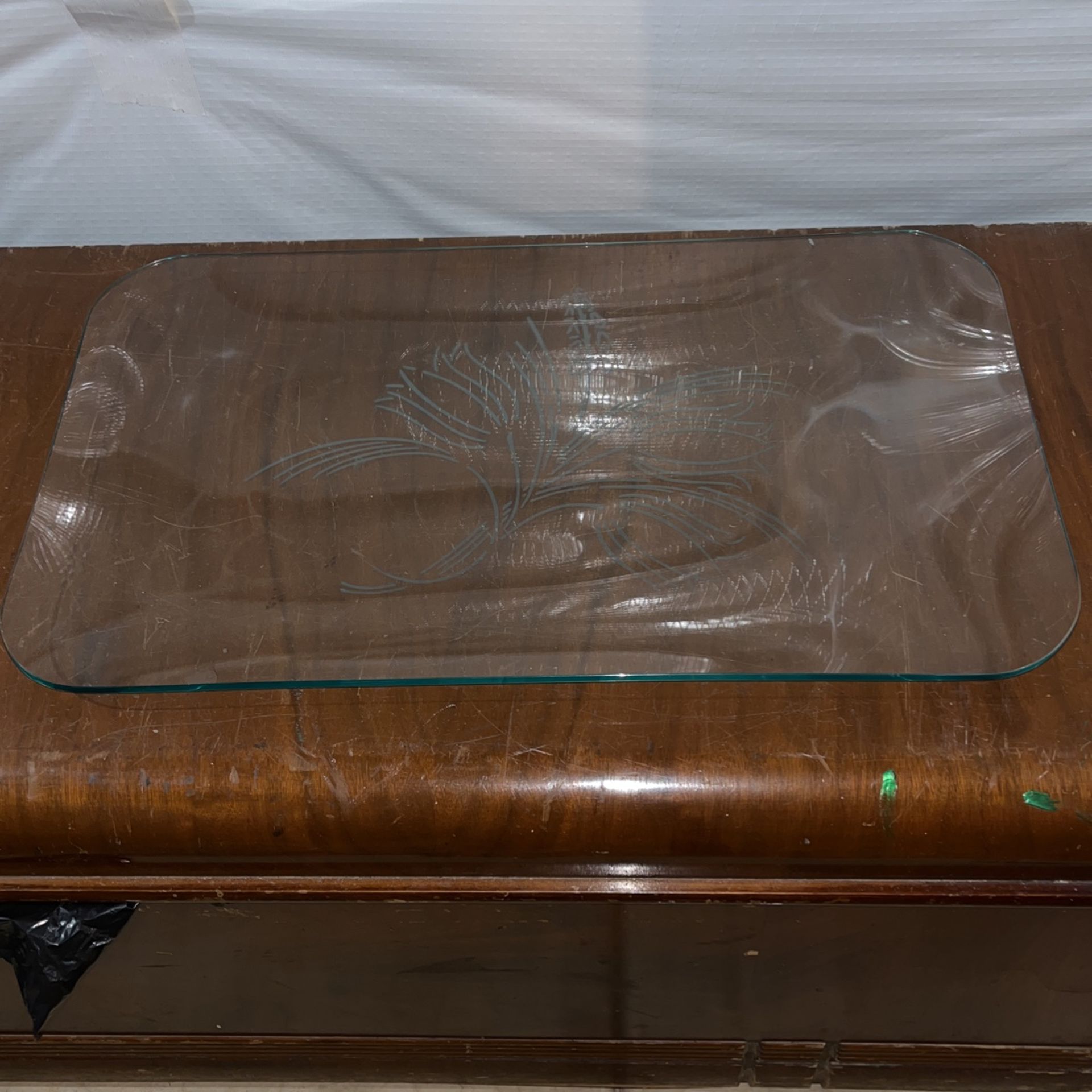 Antique Glass Etched Tray