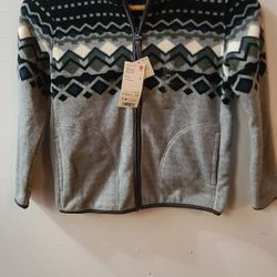 uniqlo boys printed fleece full zip long sleeve jacket size 7-8
