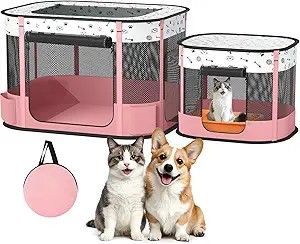 Puppy Play Pen Indoor/Outdoor, 32"x24"x22", Pink