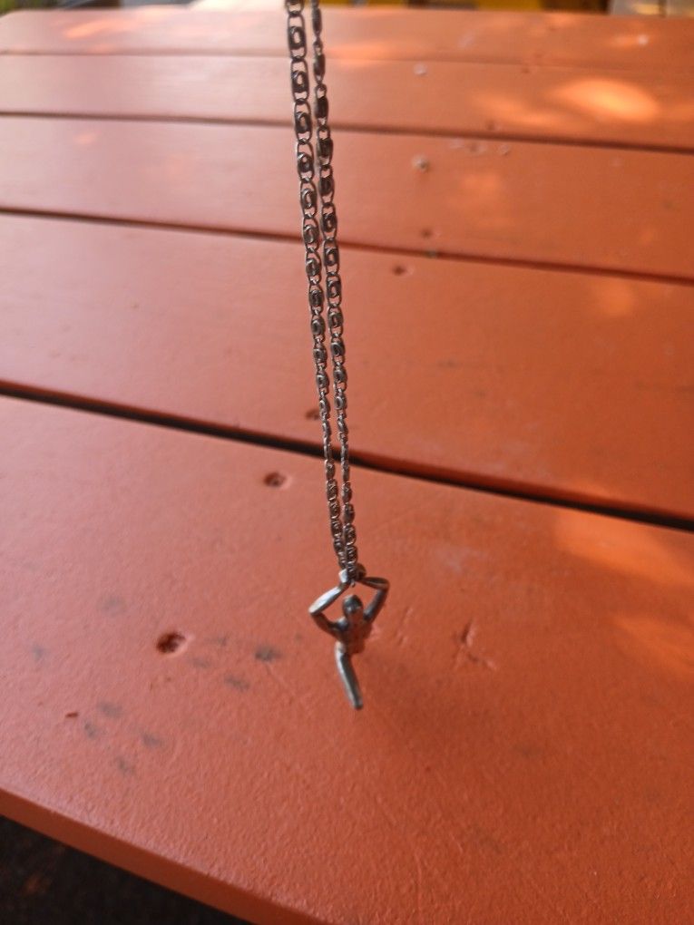 925 Sterling Silver Ballerina Dancer Necklace W Pendant 