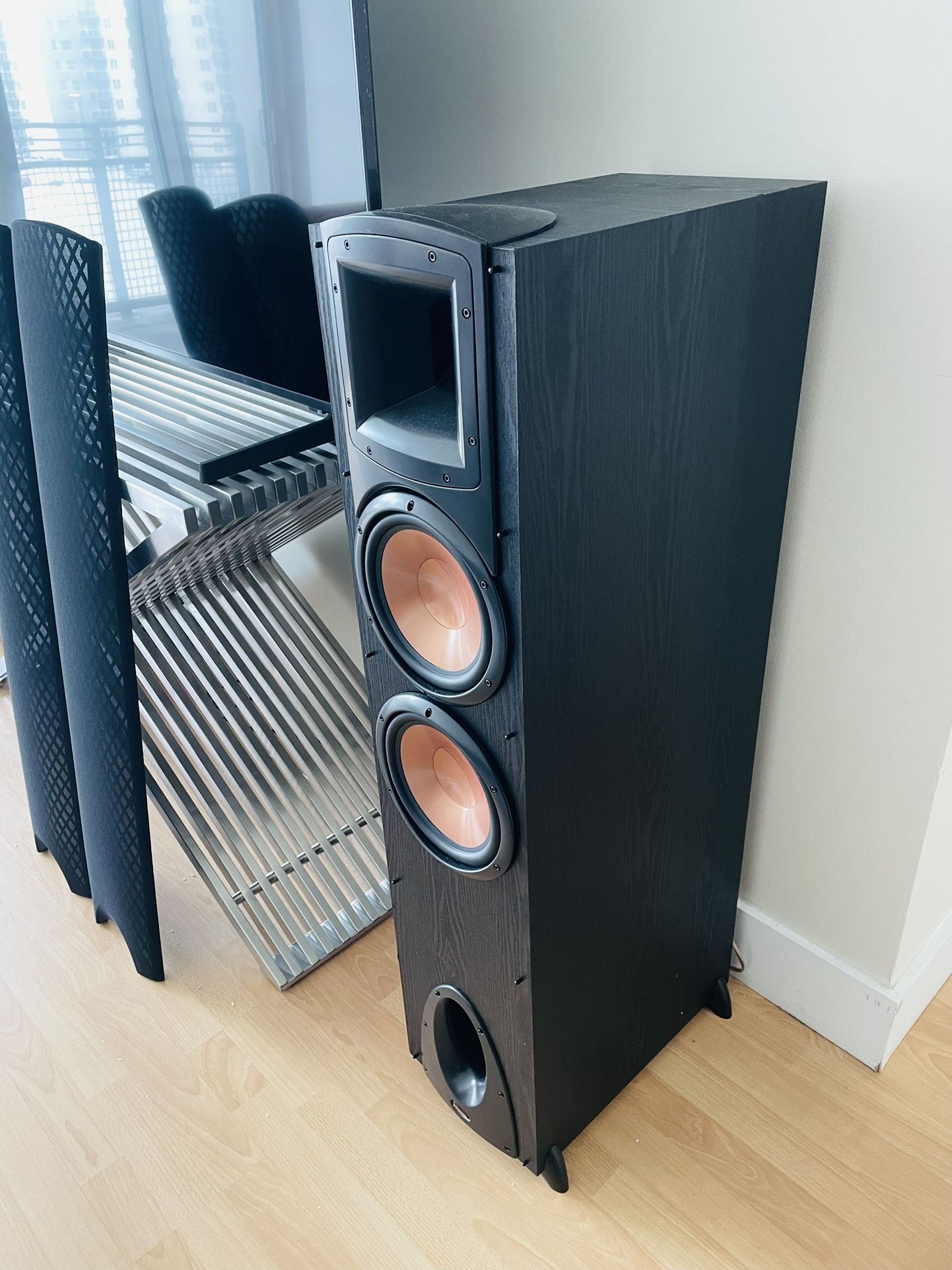 Pair Set 2 KLIPSCH Synergy F-300 Black Floor Standing Speaker Speakers Dual 8” Woofers MINT