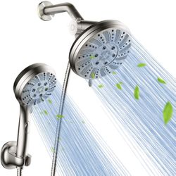 Shower Heads with Handheld Spray Combo: 6-Setting Showerhead with Handheld and 5-Setting Rainfall Spray, High Pressure Sprayer with 70” Stainless Long