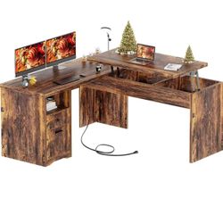 Lift Top L Shaped Desk with Drawer