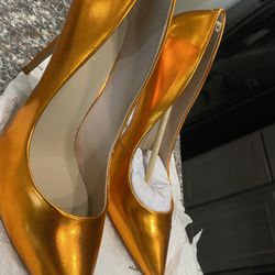 Aldo Metallic Chrome Heels 