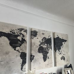 Looking 3 Piece World  Map Wall Art