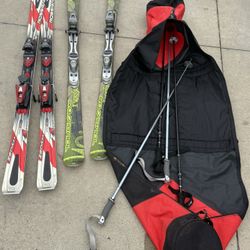Rossignol Skiis And Bag Skiiing Ski 