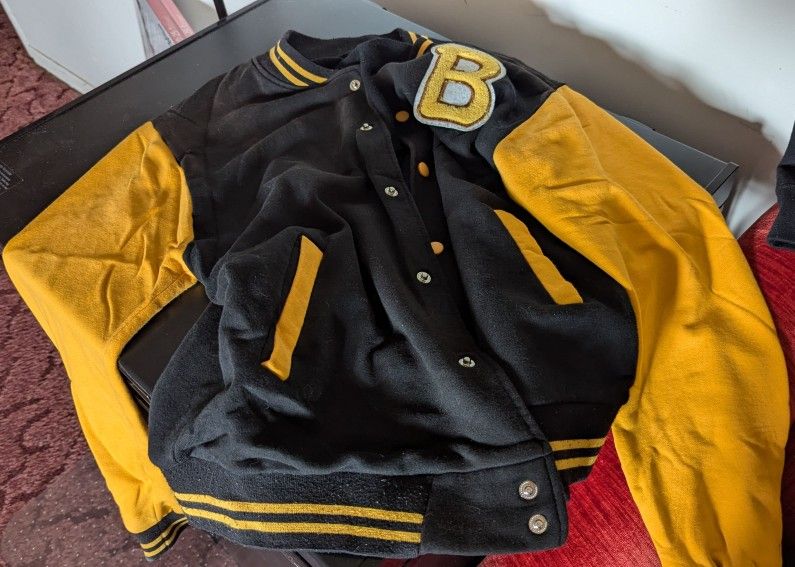 Letter Jacket, Cotton, black & gold, B
