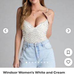 Windsor Women’s White And Cream Bodysuit 