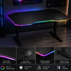New 55” GTR Gaming Desk Curb fiber top with RGB Light