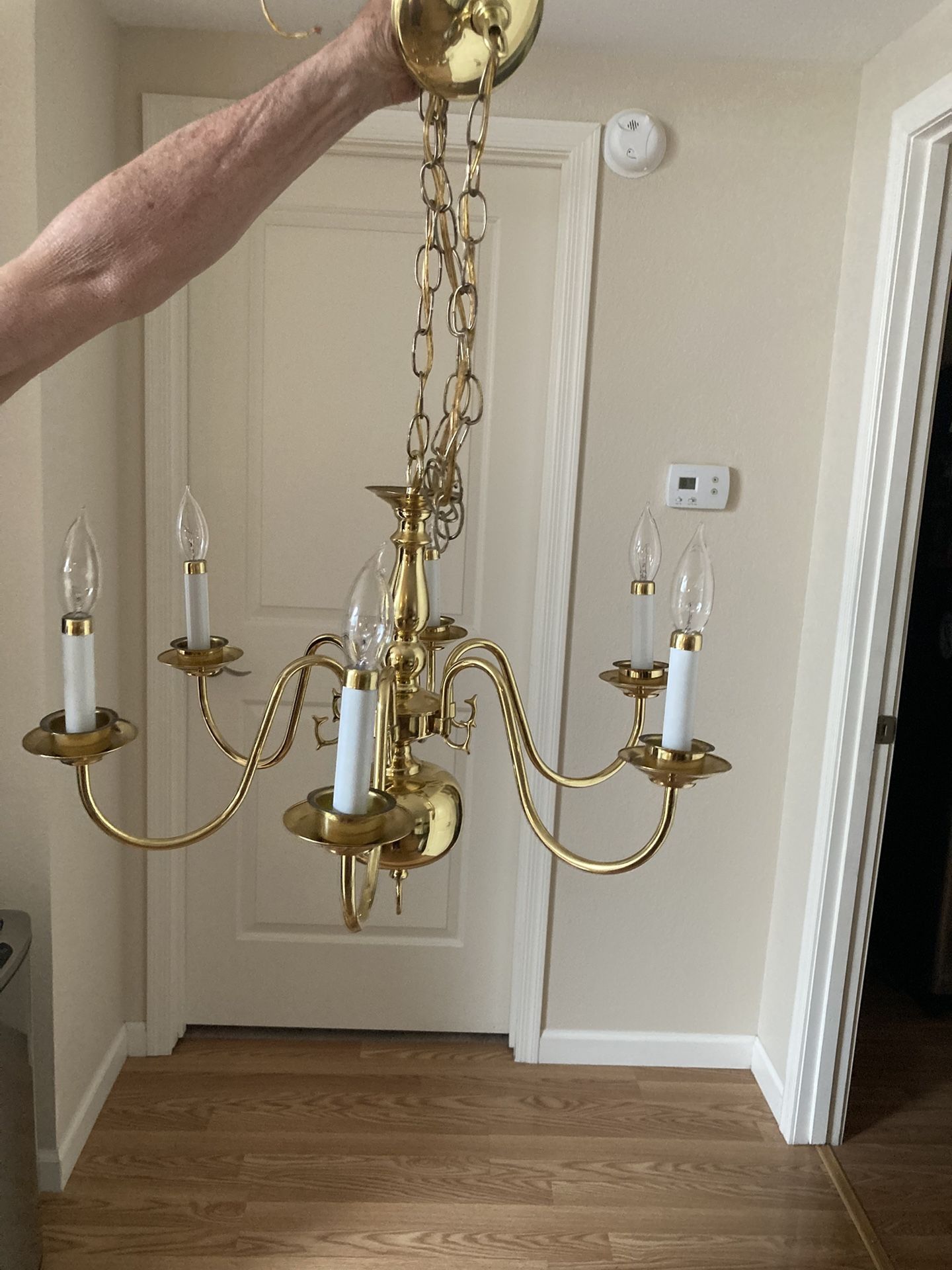 6 Candle Light Brass Chandelier