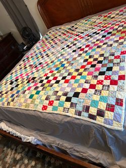 Vintage Handmade Patchwork Quilt “Postage Stamp" or Checkerboard Design 62” x 73”-$150 CASH