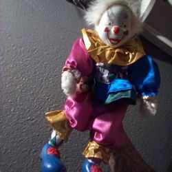 12' Collectable Porcelain Clown Dolls 2 Of Them 