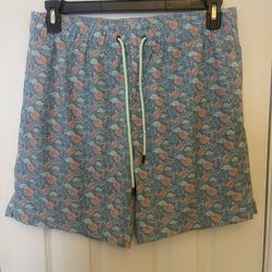 Mr. Swim Board Shorts Unlined Swim Trunks All Over Fish Print Men's M Stretch 