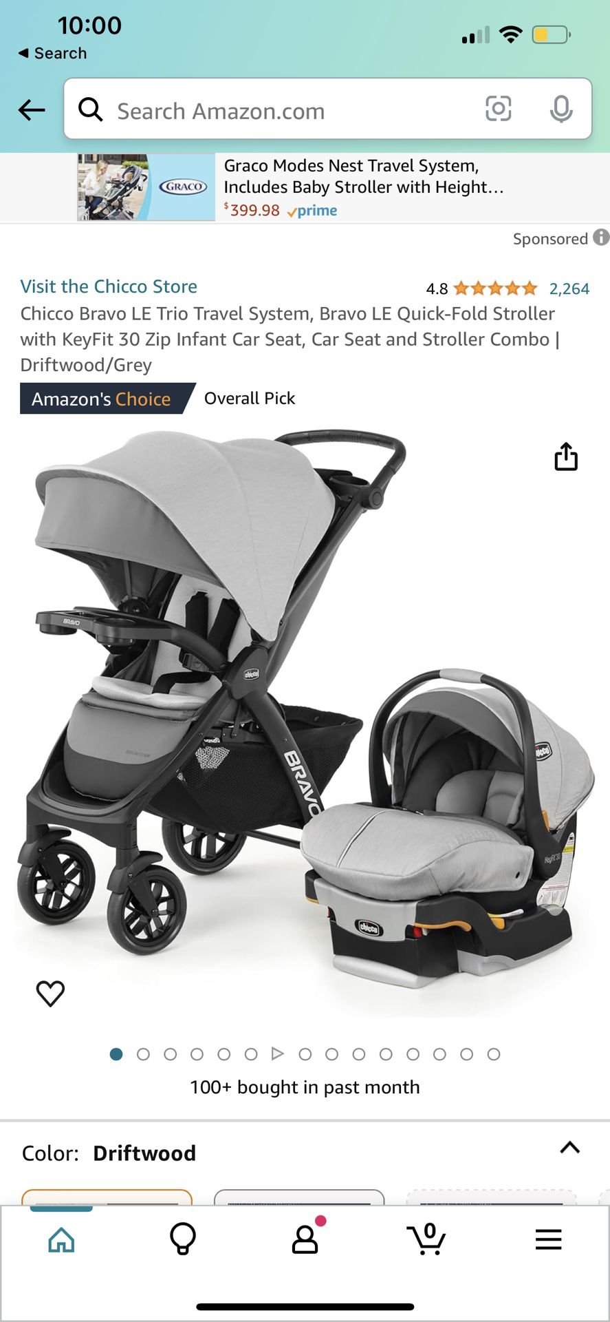 Chicco Bravo LE Trio Travel System, Bravo LE Quick-Fold Stroller with KeyFit 30 Zip Infant Car Seat