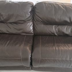 Oversized Brown Leather Sofa with Loveseat 