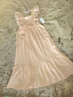 Jessica Simpson Girls Striped Maxi Dress Smocked Ruffle NWT Size S 7 MSRP $49