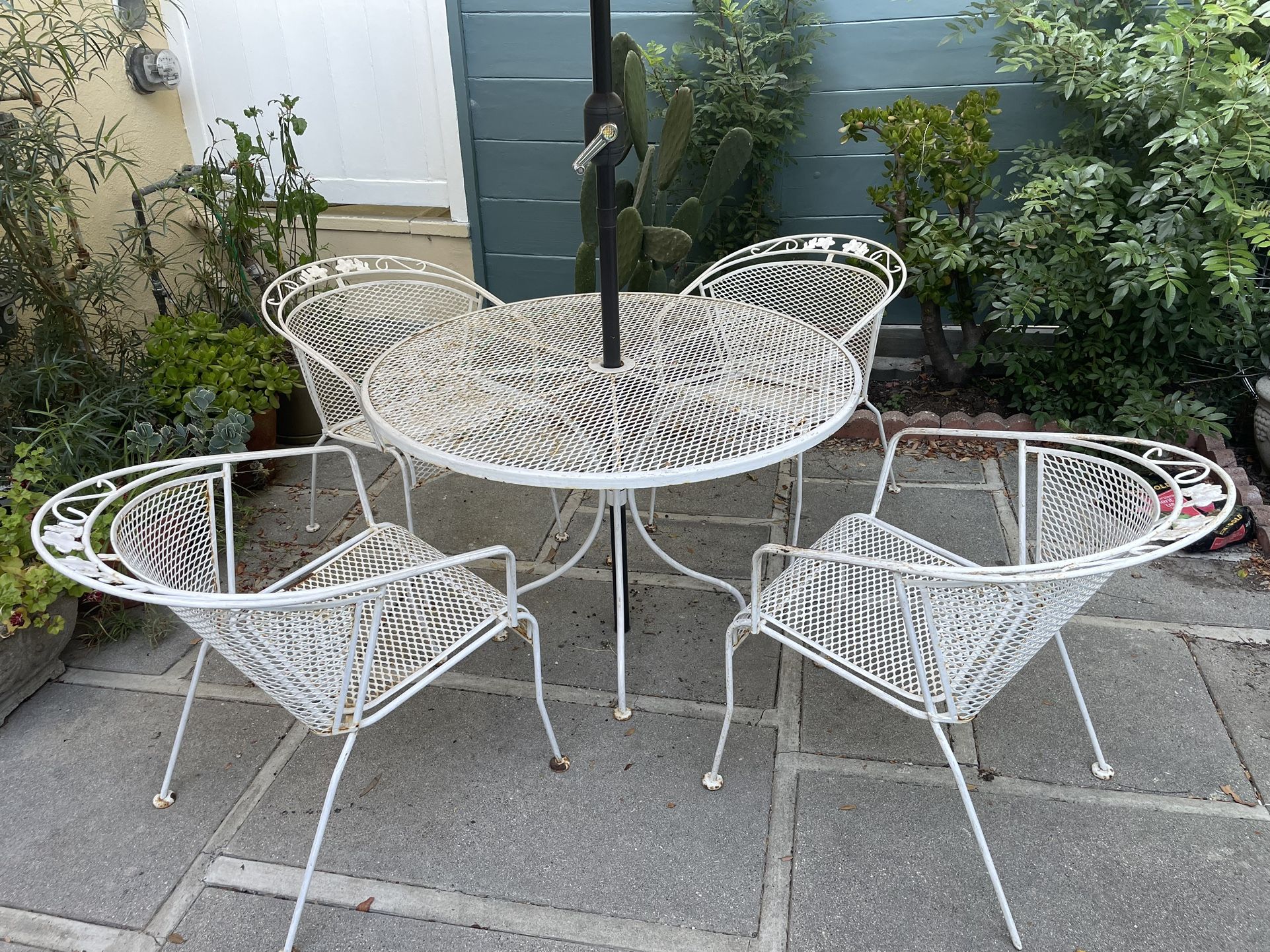 White bark wrought iron furniture