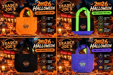 NEW Trader Joe’s 2026 Halloween Mini Canvas Tote Bag 🎃 Pick Your Color
