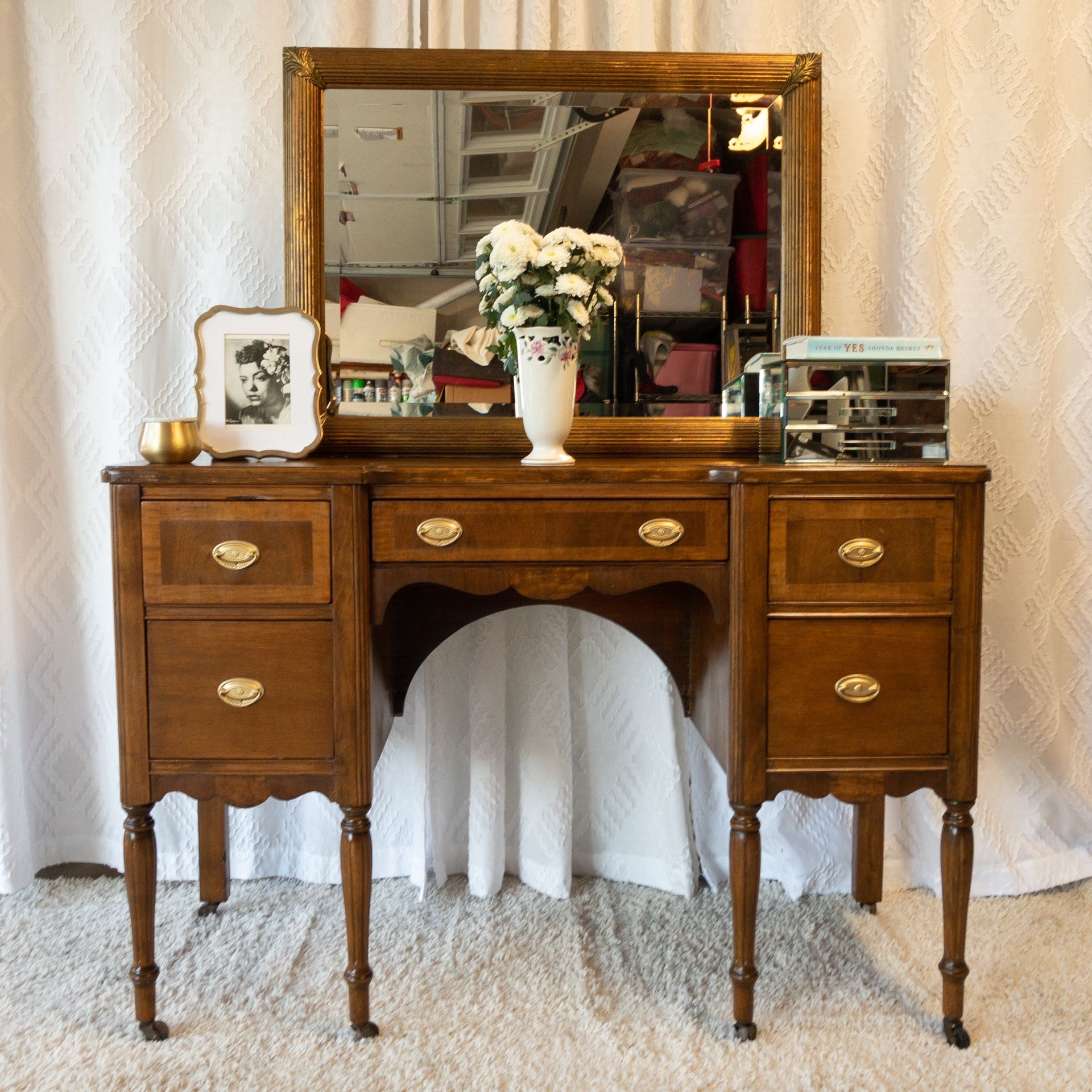 Vintage Vanity or Desk with Italian Mirror