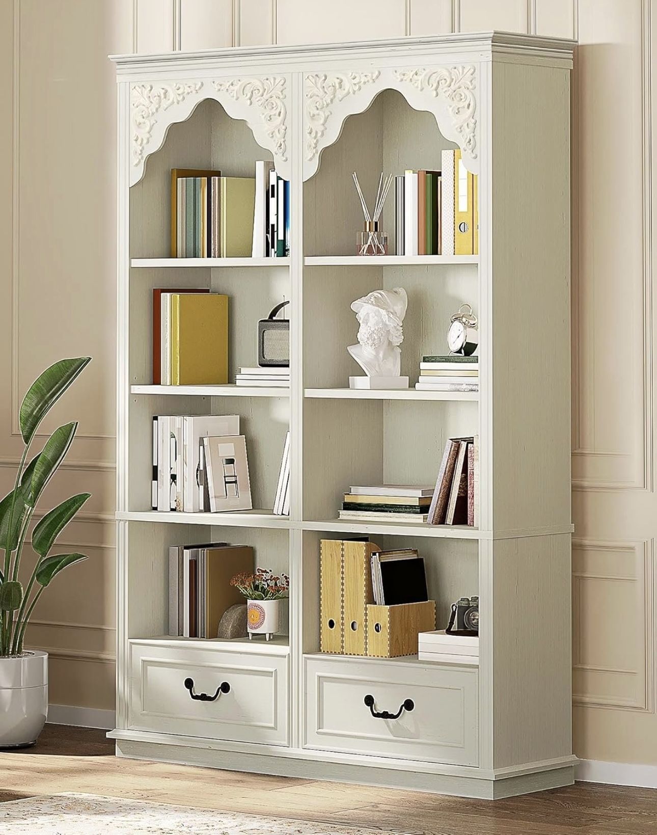 70” Tall Bookshelf With 2 Drawers