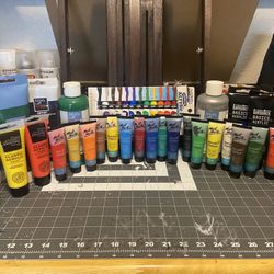 Assorted Acrylic Paint Art Supplies
